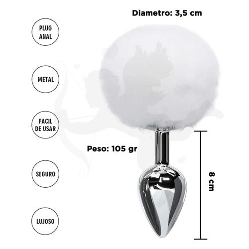 Fornax Blanca M : Plug Anal Metalico con Cola Conejo